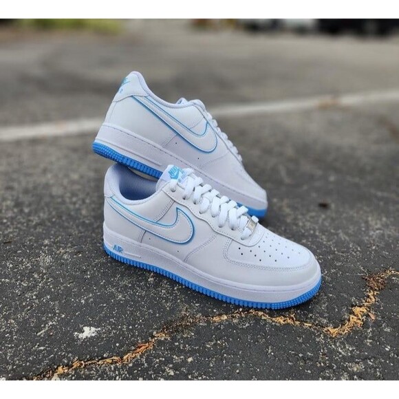 Nike Air Force 1 Low White and University Blue Mens Size 10.5 New Shoes Sneakers - Picture 2 of 4